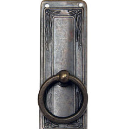 Jugendstil trekker met ring 95X35mm verticaal donker antiek