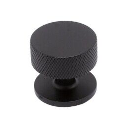 Knop op voet met ribbel diameter 32mm mat zwar