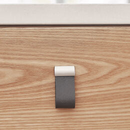 Leren lus Deluxe 31x16x57mm RVS Look / Mat zwart