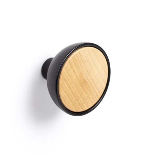 Combi knop Ø-45mm H-31mm Noten / Mat zwart