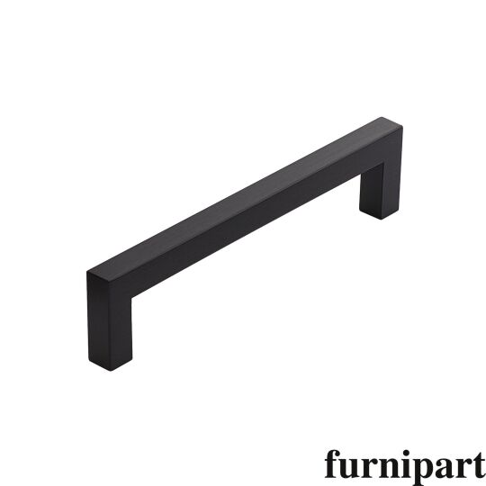 Greep square 10x128x138mm aluminium mat zwart geborsteld