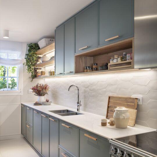 Relinggreep hout Ara 15x160x220mm Walnoot / RVS look