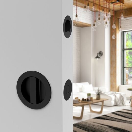Schuifdeurslot rond Ø 57 Mat zwart