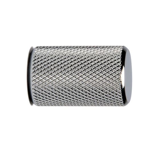 Stiftknop ribbel 17,5mm H-28mm alu. glimmend chroom